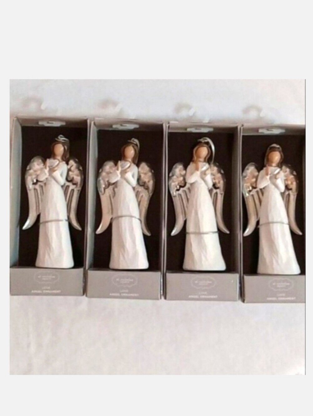 Set of 4 Angel Christmas Ornaments St. Nicholas Heart Peace Love NWT Gift $60